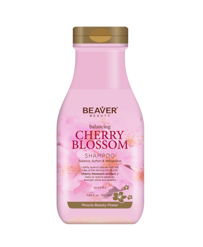 Beaver Cherry Blossom Shampoo 350ml, με εκχύλισμα από άνθη κερασιάς, για λιπαρα ή αδύναμα μαλλιια