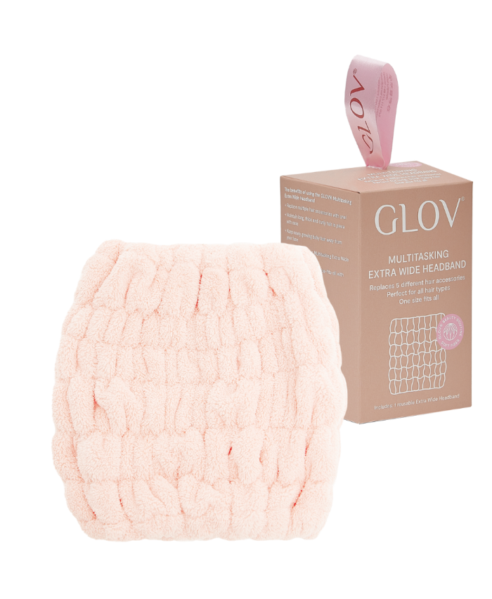 GLOV Extra Wide Headband pink, multitasking αξεσουάρ μαλλιών, τουρμπάνι, scrunchie, κορδέλα, κασκόλ, χρωμα ροζ
