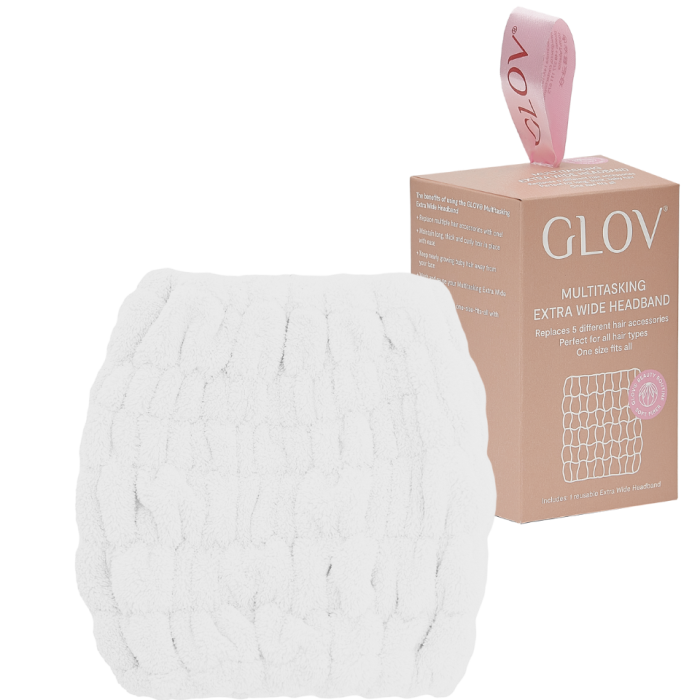 GLOV Extra Wide Headband white, multitasking αξεσουάρ μαλλιών, τουρμπάνι, scrunchie, κορδέλα, κασκόλ, χρωμα λευκο